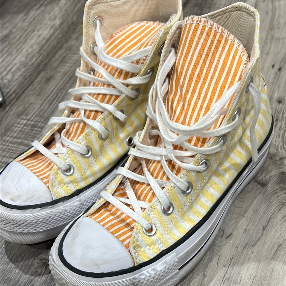 Converse High-Top Sneakers Yellow Orange Stripes